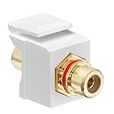 Leviton 40830-BWR QuickPort RCA, Gold-Plated Connector with Red Stripe, White