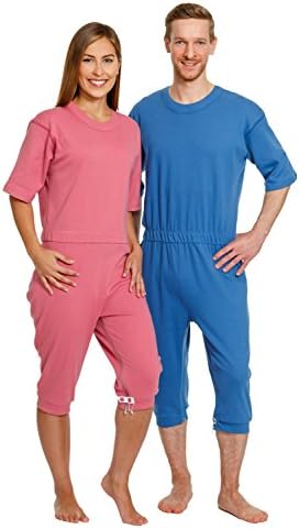 Suprima Care Overall Short Zip On Leg, Size M, Colour: Cornflower Blue