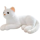 Kisangel 1pc Plush Cat Stuffed Animal Cats That Look Real Plush Stuffed Toy Cat for Babies Boys& Girls (White)