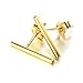 Minimalist 925 Sterling Silver Stud Earrings Modern Bar Geometric Design (Yellow Gold Flashed)