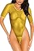 Viottis Women's Mesh Spicy Bandage Push Up Strap 2pcs Swimsuit Bathing Suit (S(US 0-2), Yellow)