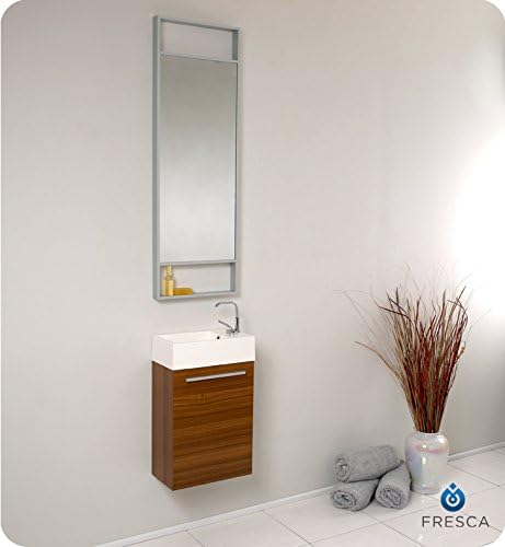 Fresca Bath FVN8002TK Pulito Small Vanity with Tall Mirror, Teak