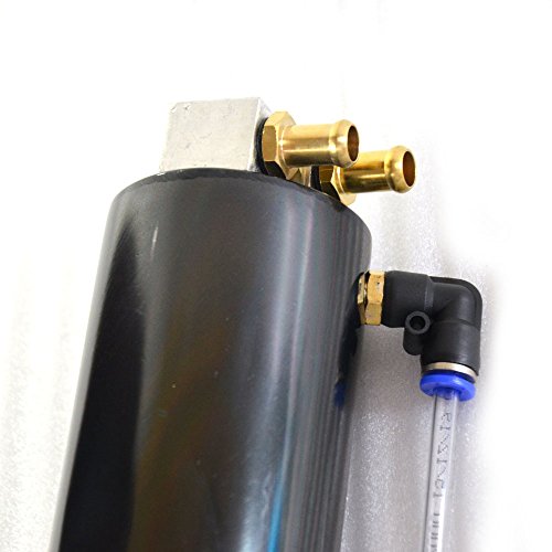 Oil Catch Tank,Universal 750ml Aluminum Round Engine Oil Breather Tank Catch Can Reservoir Kit Black - Thumbnail 5