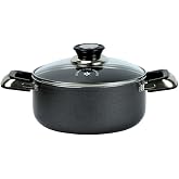Golden Star Imports 1-Quart Nonstick Aluminum Cooking Pot with Tempered Glass Lid, Multi-Purpose Cookware Aluminum Dutch Oven for Braising, Boiling, Stewing
