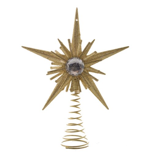 Gisela Graham Gold Glitter & Jewel Tree Top Star - 15cm