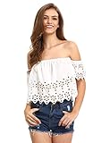 Milumia Women's Off The Shoulder Hollow Crop Tank Top
