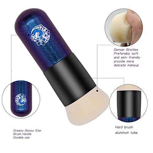 ENERGY Foundation Brush Chubby Makeup Brush Premium Dense Bristles with Dreamy Star Handle Portable Makeup Cosmetic Tool with 1 Makeup Brush Cleaner/Brush Egg