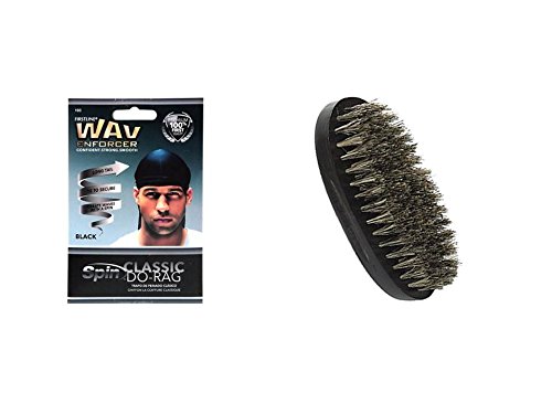 360 Waves Brush and Wave Cap —100% Boar Hair Brush – Doorag For Men – By Brush Strokes and Wave Enforcer