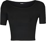 WearAll Women's Short Sleeve Ribbed Crop Top
