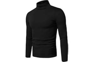 URBAN BUCK Turtleneck Men Shirt Long Sleeve Ribbed Knitted Casual TShirt Slim Fit Cotton Turtle Neck Pullover Sweater