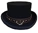 100% Wool Victorian Western Steampunk Costume Top Hat with Leather Band and Chain