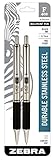 Zebra Pen 29212 Zebra F-402 Ballpoint Stainless Steel Retractable Pen, Fine Point, 0.7mm, Black Ink, 2-Count