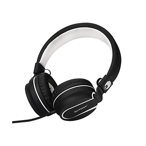 Rockpapa-952-Stereo-Foldable-Headphones-On-Ear-Adjustable-Headband-with-Microphone-for-Kids-Childrens-Adults-Tablet-Computer-Mobile-CDDVD-MP34-Black-White Rockpapa Kids Headphones, 952 Childrens Headphones, Wired Headphones with Microphone, Foldable, Stereo Sound, 3.5mm Jack…