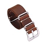 Carty Replacement Watch Band Strap Vintage Handmade Crazy Horse Leather Zulu NATO 20mm/22mm/24mm(zmt1-24brsl)