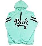 Womens Casual Hooded Sweatshirt Pink Printed Sports Pullover