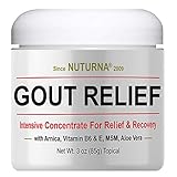 Gout Relief Cream - Clinical Strength Gout Support for Toe Finger Elbow Relief, Large 3oz Ultra Strength Arnica, MSM, Menthol, Instant Soothing Relief, Fast-Acting Anti-Inflammatory Relief