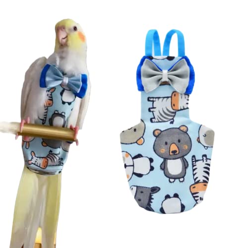 Photo 1 of Bird Flight Suits Diapers for Monk Parakeets, Conures, Lovebirds, Cockatiels Flight Suits, Parrot Clothes, Bird Training Nappy Suit Liners Clothes (Large,Blue-B)