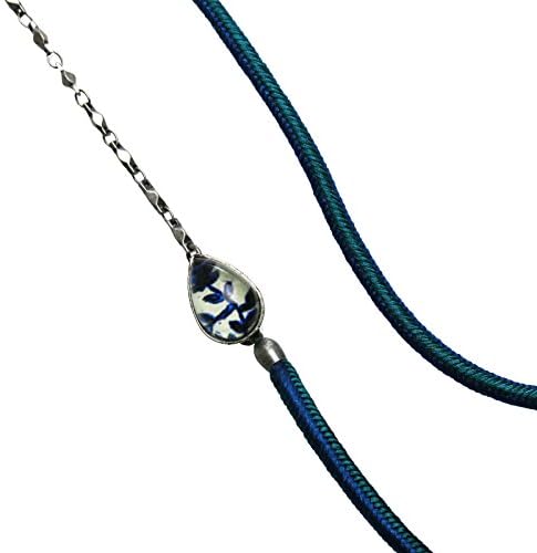 Tamarusan Glass Cord Braid Blue Silk Unisex Glasses Chain Handmade