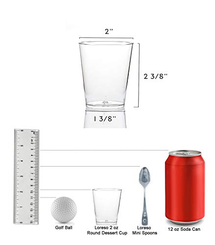Loreso Round Clear Plastic Disposable Shooter Cups for Serving Desserts, Fruits & Appetizers - Elegant Mini Circular Cups for Parties, Weddings, Sampling, Tasting - Reusable Round Shooters (48CT) - Thumbnail 3