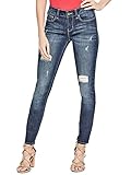 G By Guess Guess Factory Women's Sienna Curvy Skinny Jeans in Dark Destroy Wash