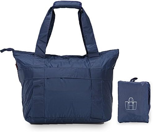 Premium Quality Must-Have Packable Foldable Travel Waterproof Tote Bag (Navy Blue)