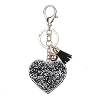 Shengruhua Keychain Diamond Multicolor Keychain Heart Shaped with Drill Bag Car Pendant, Car Keychain for Women Handbag, Black Usefulness Regular