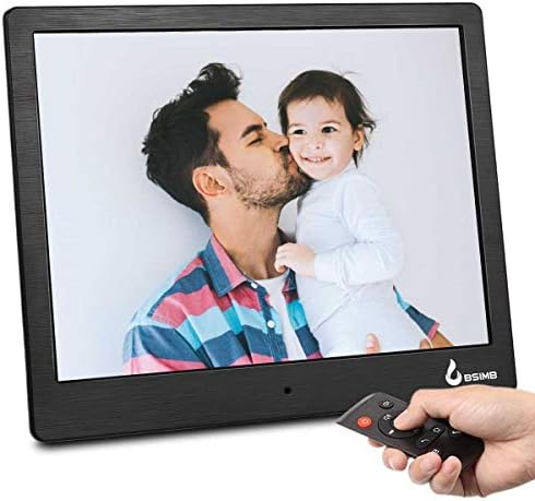 BSIMB Digital Photo Frame Digital Picture Frame 10 Inch 1024×768 IPS LCD Screen Brushed Metal Video/Photo/Music Player Built-in 4GB Storage Support Alarm/Clock/Calendar/Infrared Remote Control M13