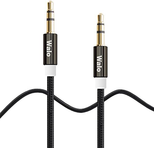 3.3 Ft Walo Nylon Aux cord / Aux Cable (3.5mm) , Auxiliary Audio Cable for Car / Home Stereo, Computer, Headphone, iphone, Android, Mp3 Players and more ( Black )