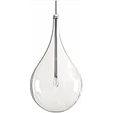 Zouuxn Modern Glass Pendant Light, Minimalist Clear Teardrop Shaped Hanging Lamp Modern Industrial Ceiling Light Fixture with