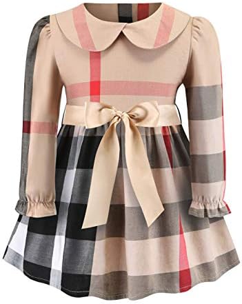 Princess Dress Baby Girls Plaid Dress Long Sleeve Cute Party Playwear
