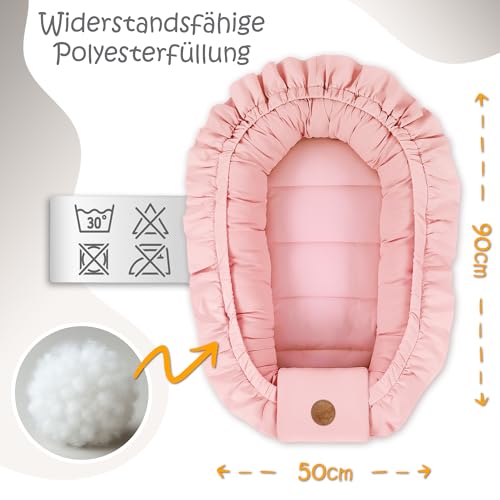 Baby Bed Reducer – 90 x 50 cm Baby Nest Transportable for Babies Nest Crib Pod Cocoonababy Babynest Anti-suffocation Dirty Pink