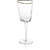 Zodax Aperitivo Triangular Stemware or Glassware - Clear with Gold Rim - Set of 4 Wine