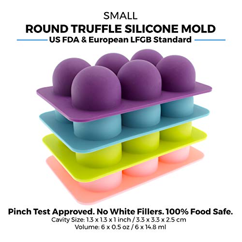 Silicone Chocolate Molds [Round Truffle, Small, 6 Cavity] 100 Non