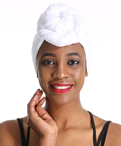 Head Wrap Turban Hat Hijab - Black African Women Jersey Magic Turbans Headwrap Chemo Cap Tube Scarf Tie Headband for Hair Muslim Bohemian Boho - Thumbnail 2