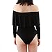 May&Maya Women's Off Shoulder with Ruffle Overlay Bodysuit (XXL, Black2)