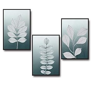 3 Piece Framed Canvas Wall Art for Living Room, Bedroom Leaf Theme Canvas Prints for Home Decoration Ready to Hang - 16"x24"x3 Panels