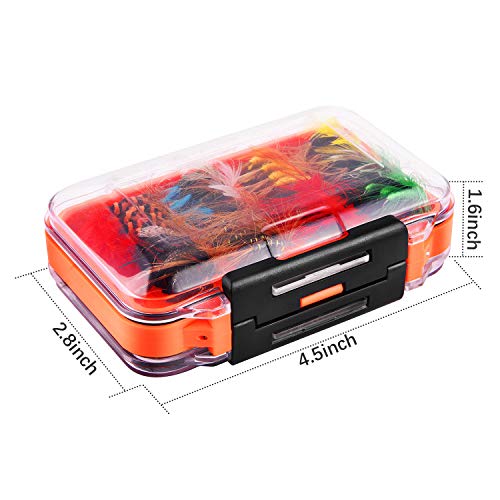 image for Magreel Fly Fishing Flies Kit with Box, Dry Wet Flies, Nymphs, Streame