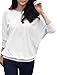 Allegra K Women Mesh Panel Batwing Sleeve Loose Blouson Top