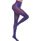 MANZI Women's Solid Color Semi Opaque Footed Tights Soft Stretch Pantyhose