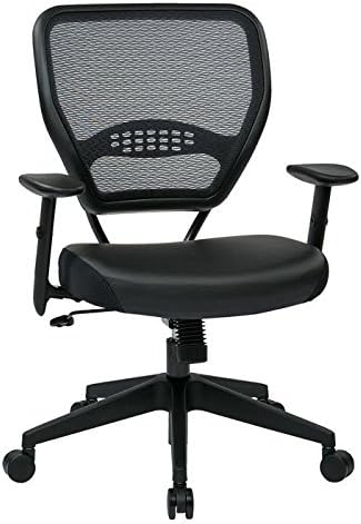 Space Seating 5700E Professional Dark Air Grid Back Managers Chair with Black Eco Leather Seat