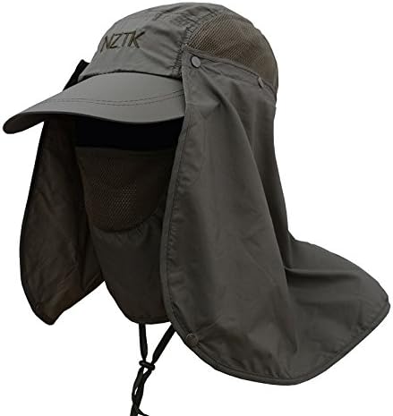 Women Sun Caps Flap Hats 360°- IC3CCOM Solar Protection UPF 50+ Man Sun Hat Removable Neck &amp; Face Flap Cover Caps Summer Outdoor Sun Protection Fishing Cap (Army Green)
