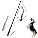 ANG Dog Flirt Pole,Extendable Dog Teaser Wand with 2 Replacement Chew Tail Rope,Interactive Dog Outdoor Toy for Training,Exercising(Black Large)