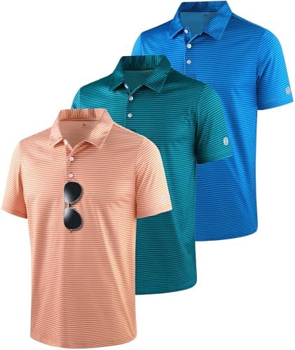 3-Pack Mens Golf Shirt Performance Sport Short Sleeve Moisture