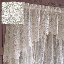 Amazon Com Jcpenney Shari Lace Shaped Valance Cream Kitchen Dining