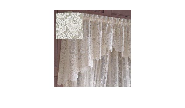 Amazon Com Jcpenney Shari Lace Shaped Valance Cream Kitchen Dining