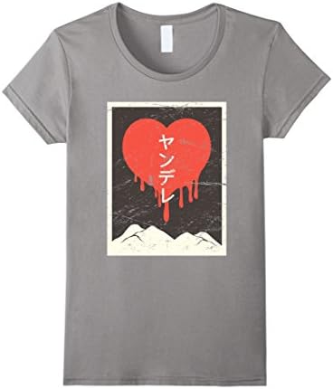 Womens Vintage Japanese "Yandere" Anime T-Shirt XL Slate