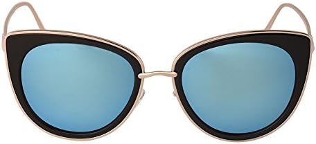 TrendyMate Women Metal Cute Cat Eye Mirror Sunglasses Fashion Eyewear