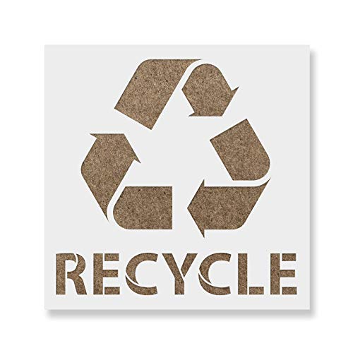 Recycle with Text Stencil Template - Reusable Stencil with Multiple Sizes Available