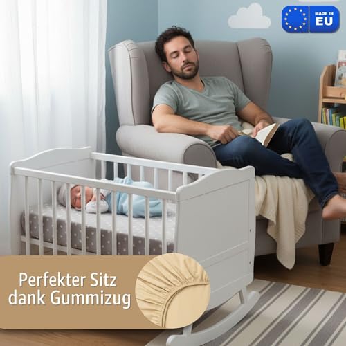 Pram Fitted Sheets Set of 3: 60 x 120 cm - 2 Sheets + 1 Waterproof Mattress Protector - Accessories for Cot Co-Sleeping Pram 60 x 120 cm