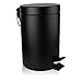 Fortune Candy Mini Round Step Trash Can,Anti-Fingerprint Carbon Steel Bathroom Trash Can with Soft Close Lid,Removable Inner Wastebasket,0.8 Gallon/3 Liter,Black